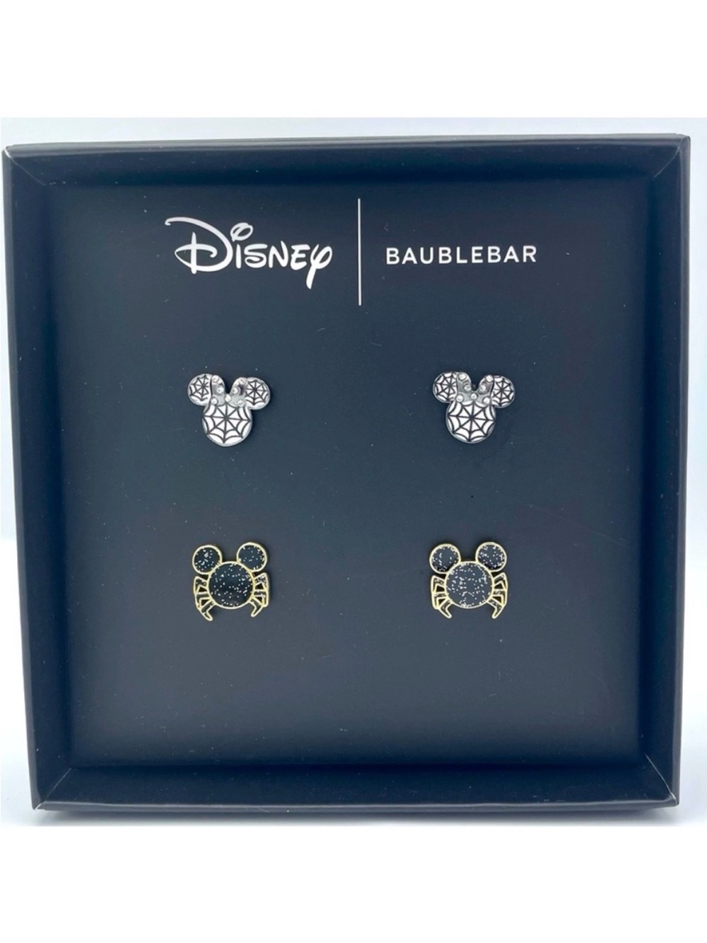 BaubleBar Disney Mickey Stud Earring Set - Black & Gold